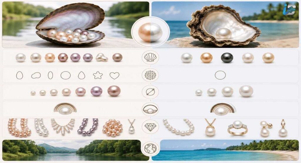 Freshwater Pearls vs Saltwater Pearls: The Main Differences